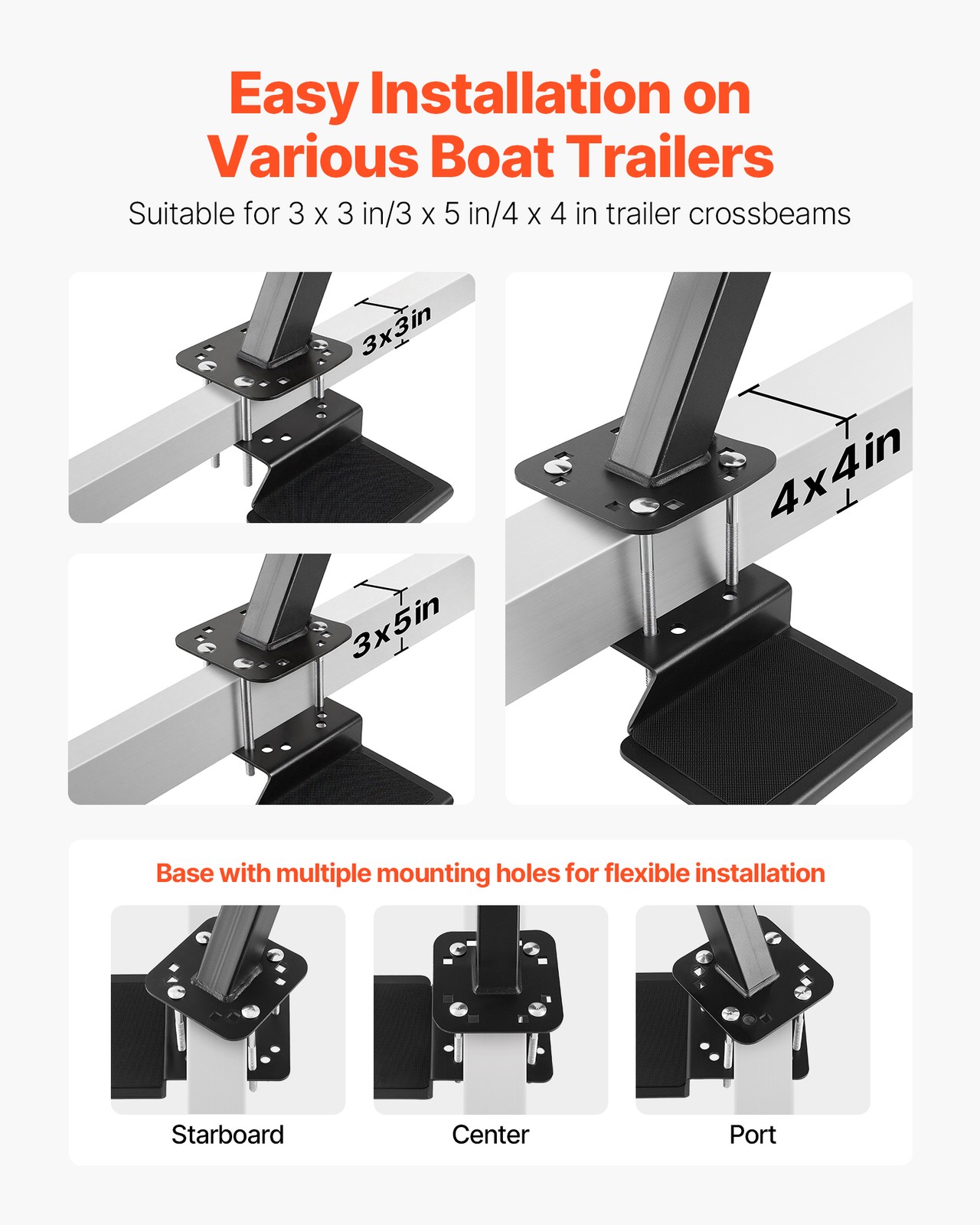 VEVOR Boat Trailer Steps Heavy Duty Boat Steps with Handle 4 Step Bottom Mount