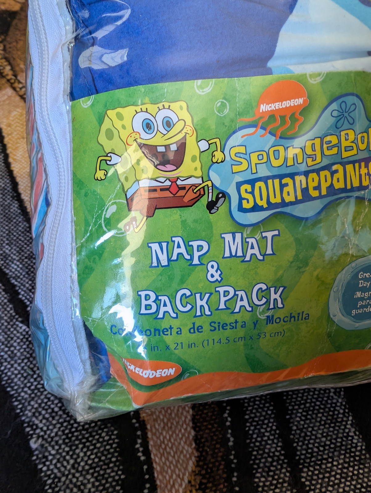 Vintage 2003 Nickelodeon Spongebob Squarepants Sleeping Bag Nap mat Backpack NEW