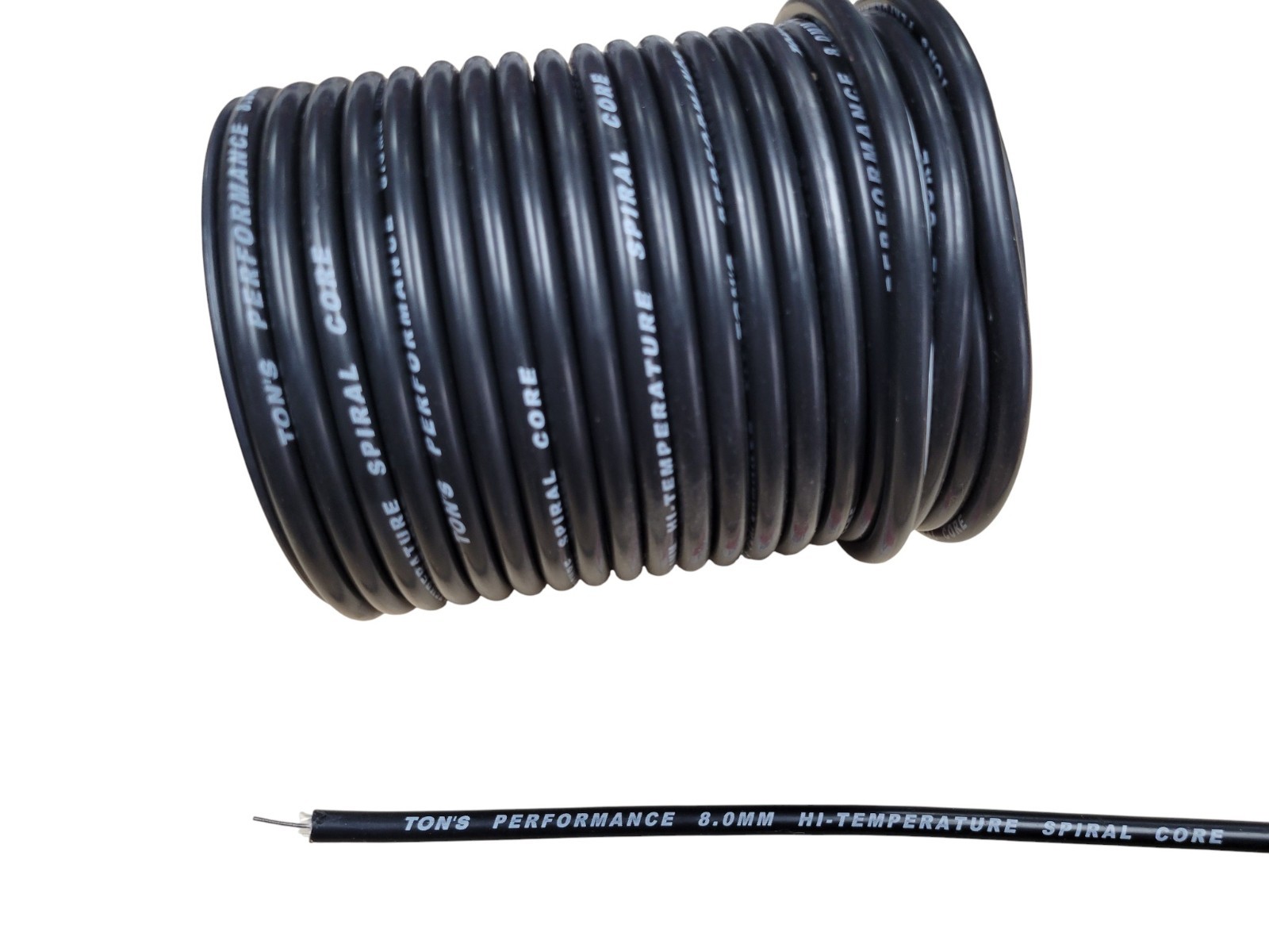 Ton's Performance 8mm BLACK silicone Spiral Core Spark plug wire By the foot