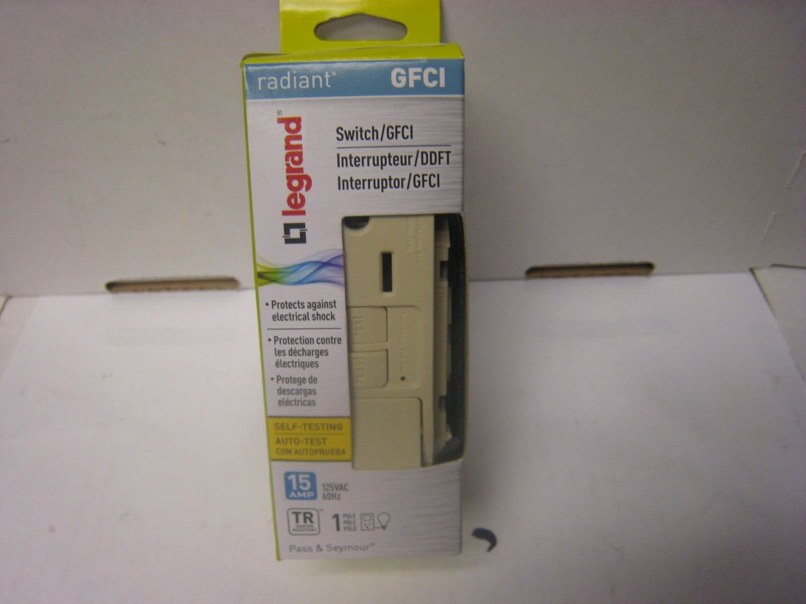 Legrand 1597SWTTRICCD4 Radiant GFCI Switch 15A, 125VAC, 60Hz, Single Pole, IVORY