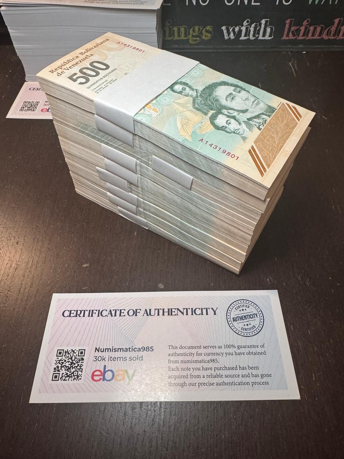 10 x VENEZUELA 500 DIGITALES NEW 2023 UNC 500 Million Bolívares W/COA Deal