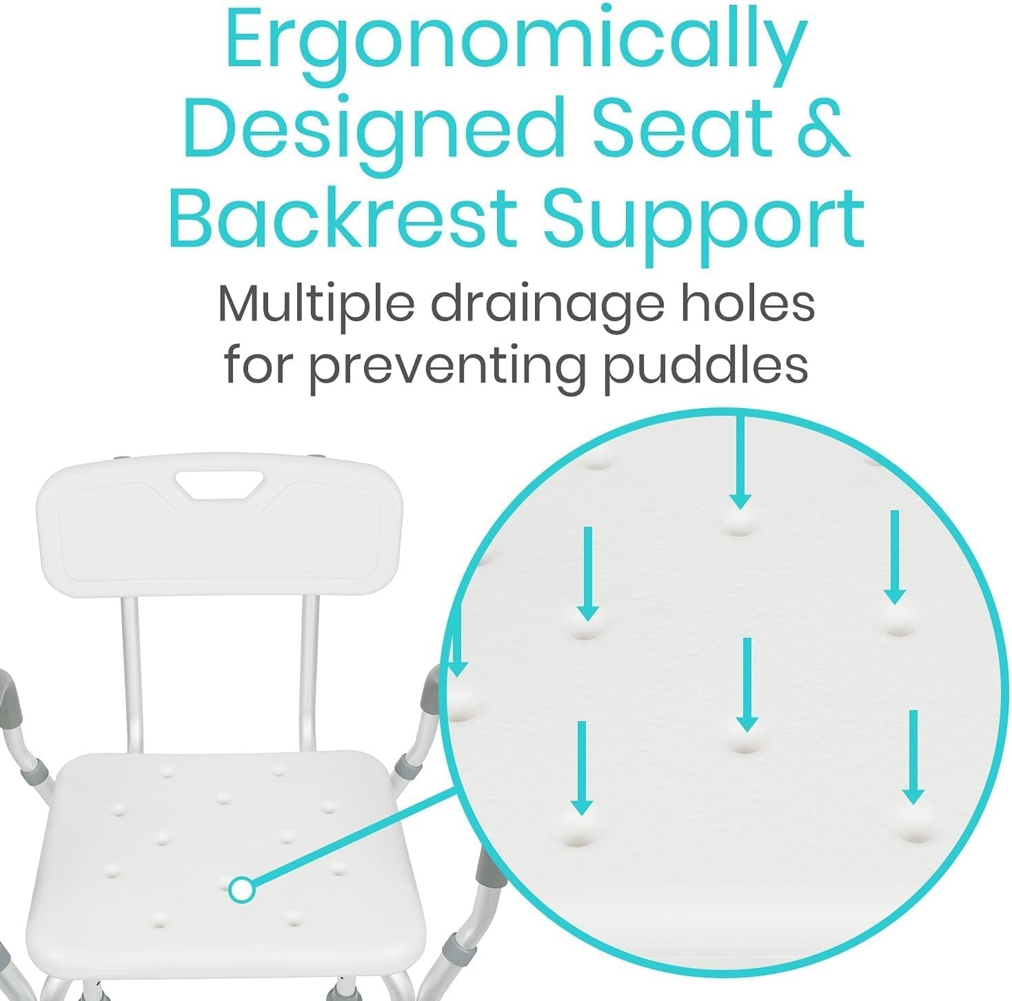 Rose HealthCare Shower Chair Bath Seat with Back and Arms