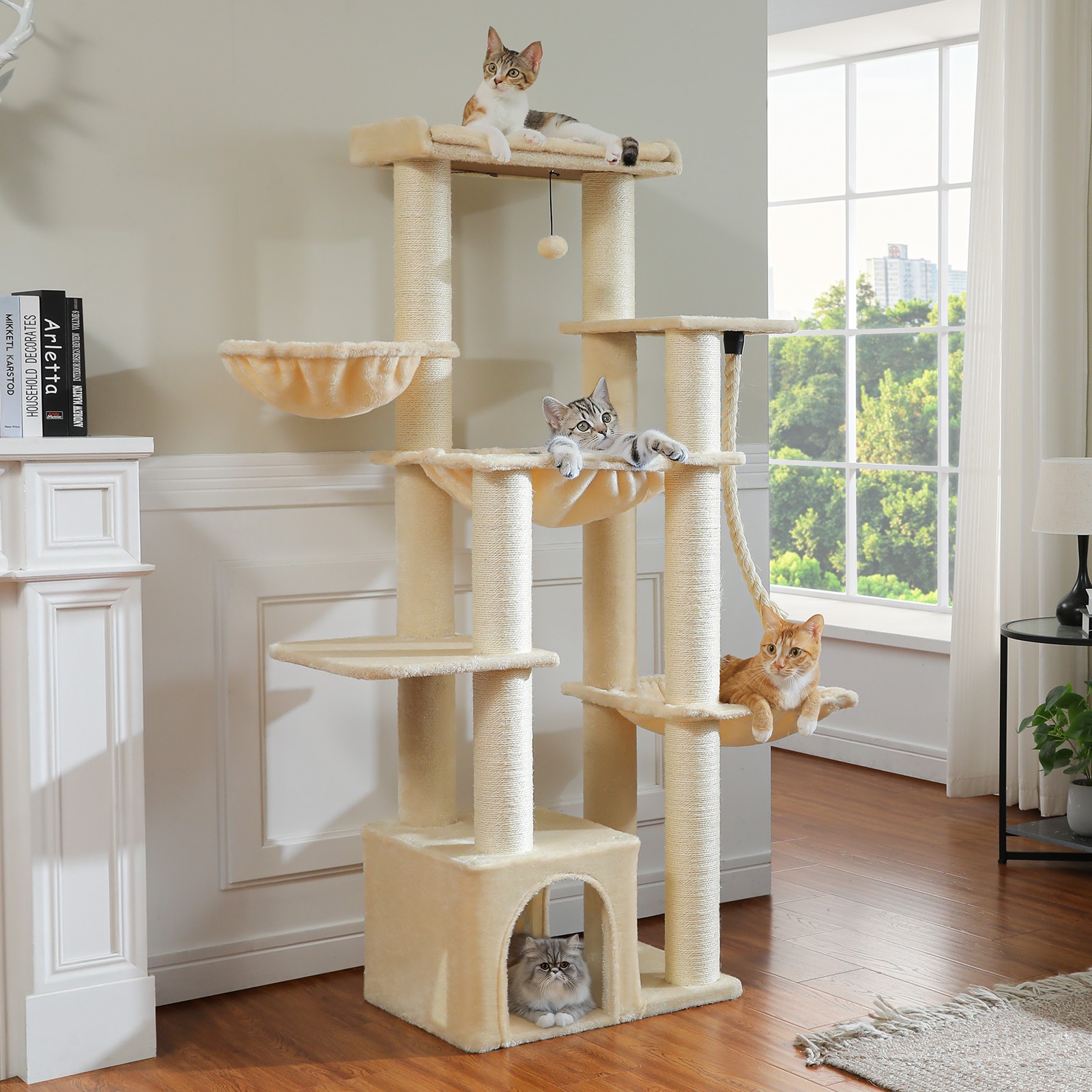 PAWZ Road Maine Coon Cat Tree 67-Inch Heavy Duty Cat Tower for Indoor Large Cats