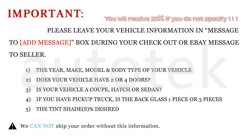 PreCut All Sides + Rear Window Film Any Tint Shade % For Dodge Charger 2015-2023