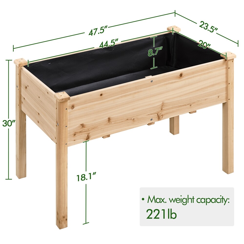 Wood Garden Raised Bed Vegetable Herb Grow Box Elevated Gardening Planter Yard