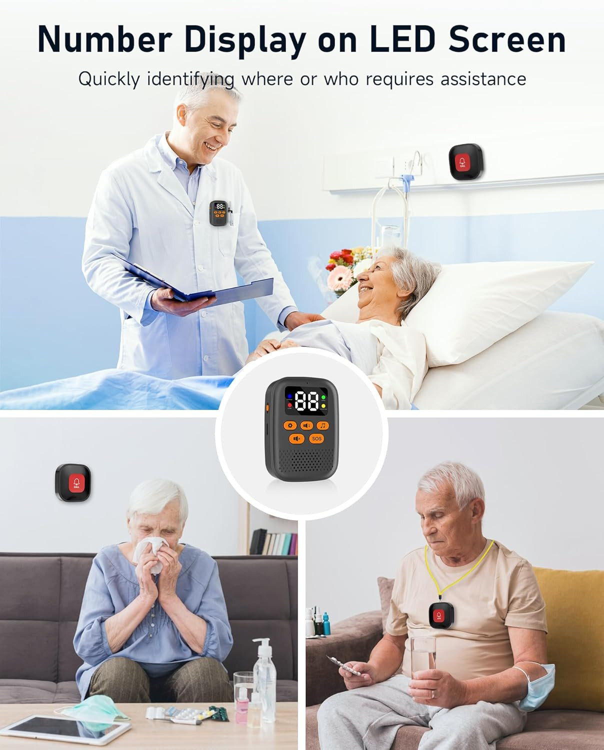 Medical Alert System for Seniors No Monthly Fee - Necklace & Wristband Call But