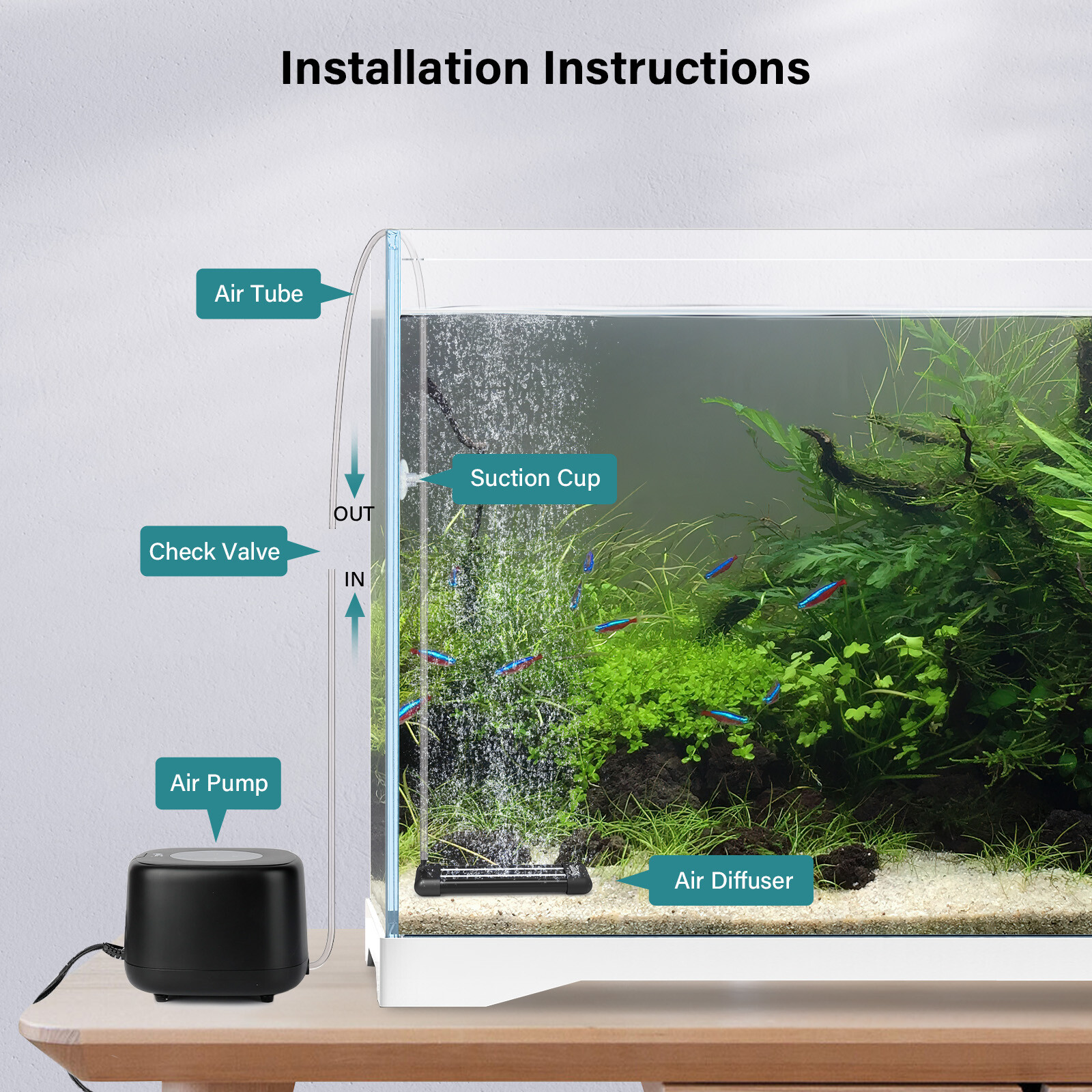 hygger Air Bubble Disk Stone Aquarium Aerator Non-Clogging Fine Bubbles Oxygen