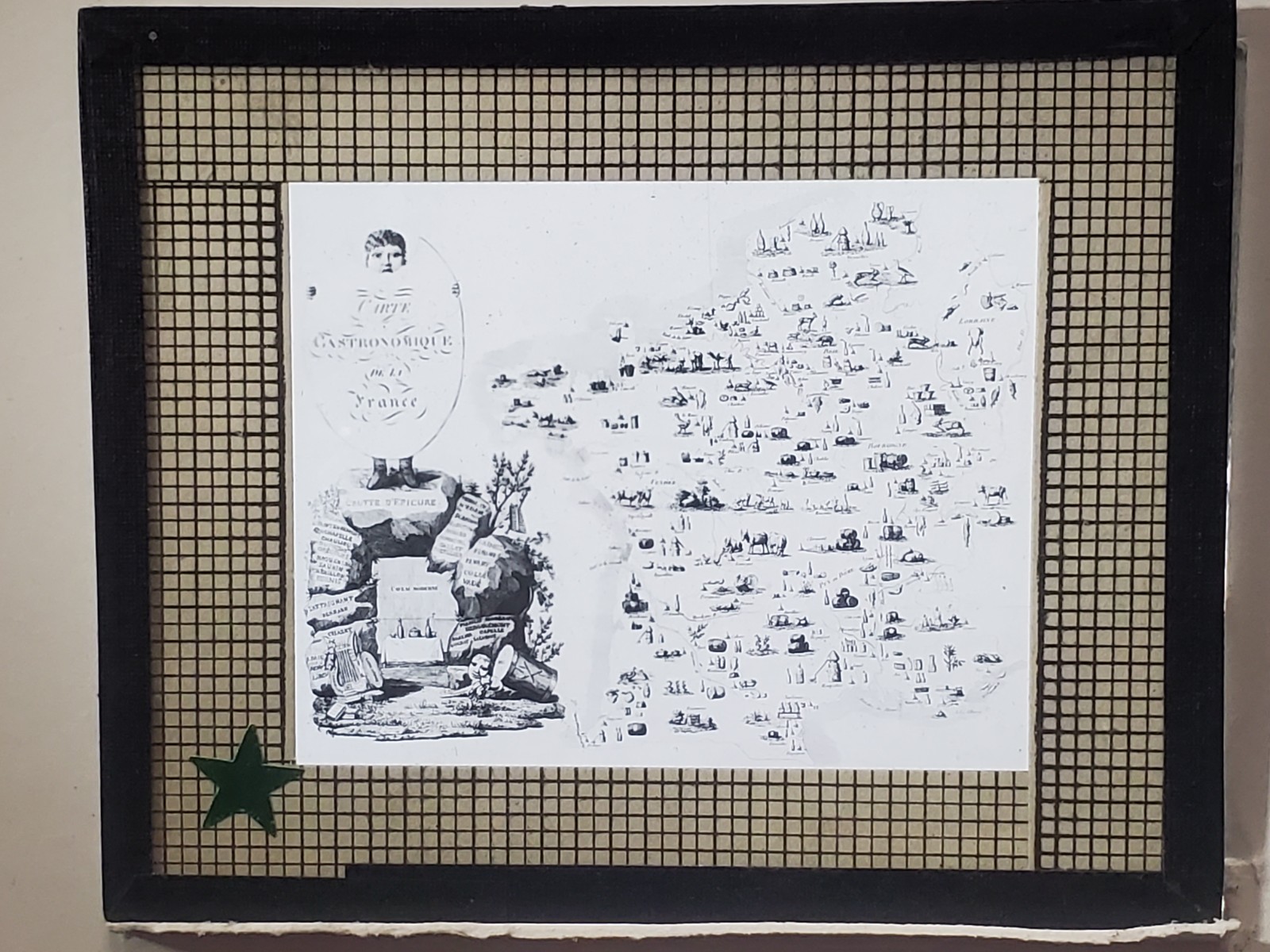 Map, The Foods (?) of France, Magic Lantern Glass Slide