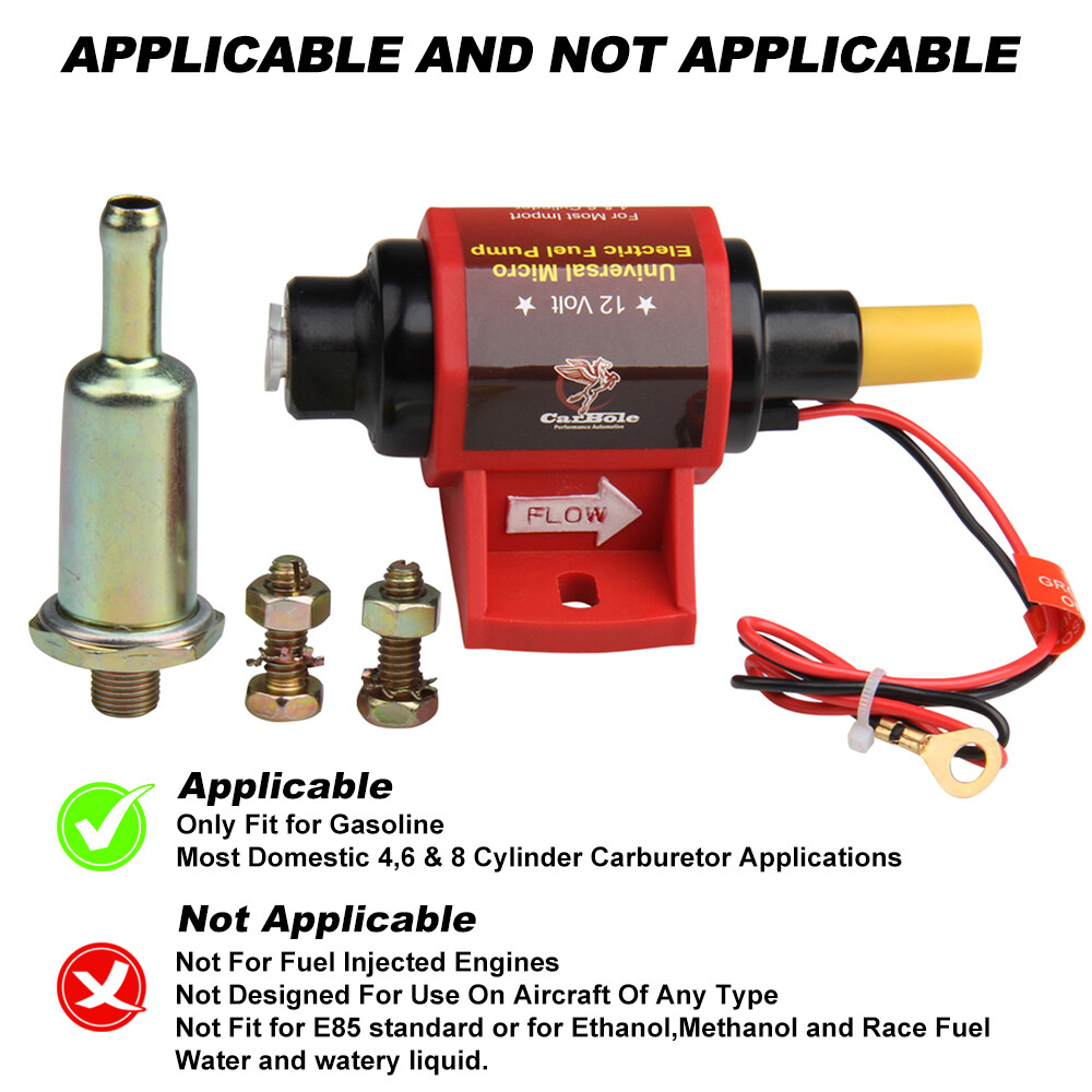 2-3 PSI 28 GPH Low Pressure Electric Inline Fuel Pump Carburetor Gas Universal