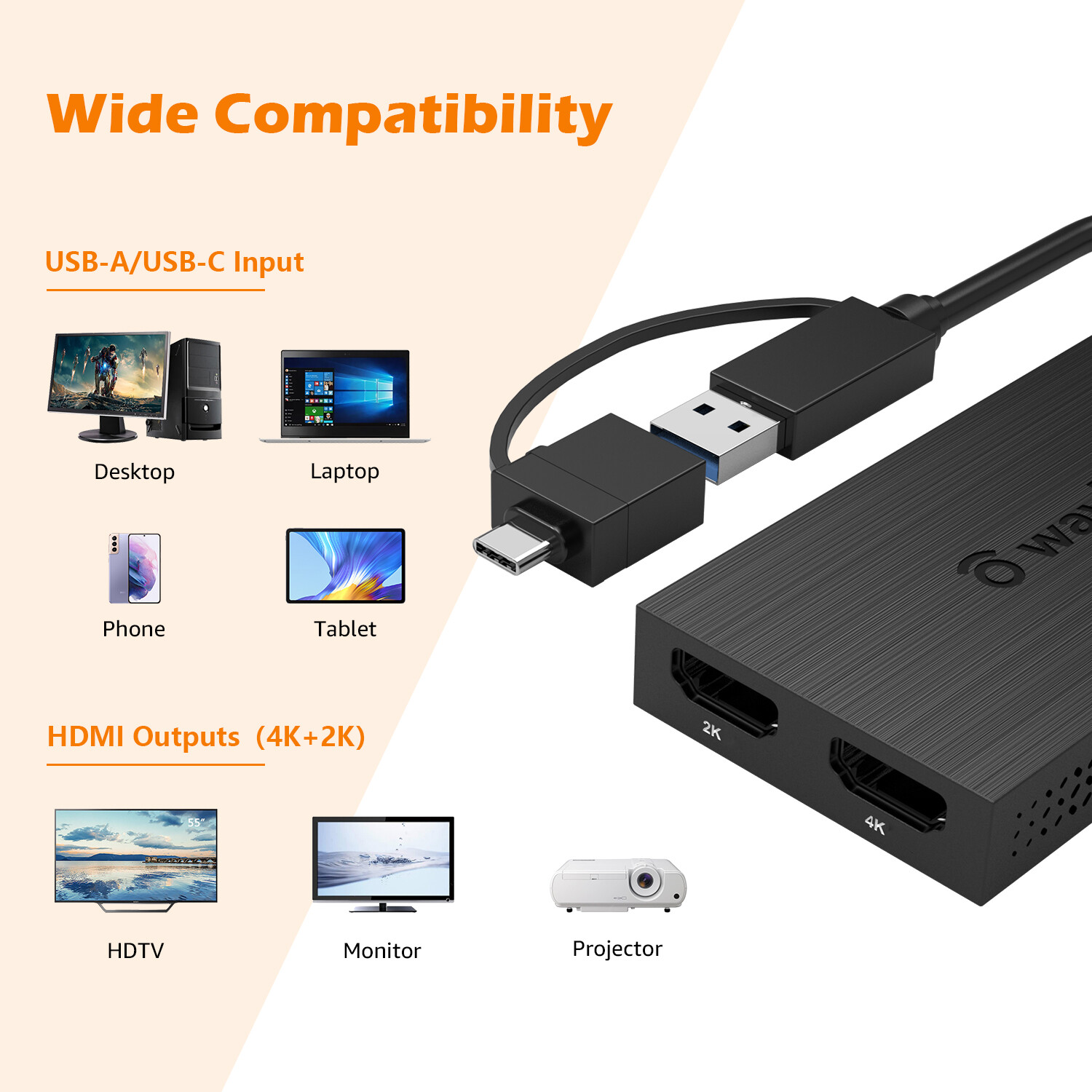 DisplayLink USB C/USB 3.0 to HDMI Displayport Hub Dual/Quad Monitors Adapter