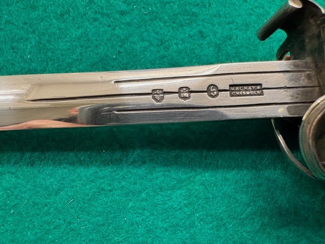 QUALITY SCOTTISH STERLING SILVER BASKET HILT SWORD LETTER OPENER, 1902-3 (792)