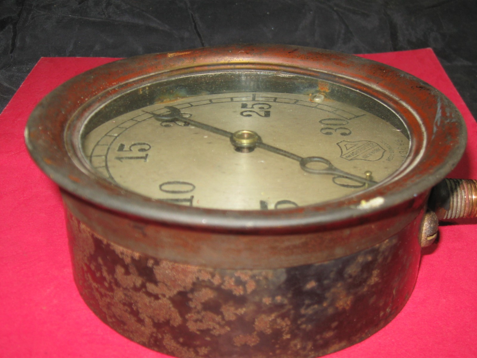 Antique Ashcroft Mfg Co Brass Steam 30 PSI Gauge Boiler Engine GREAT STEAMPUNK