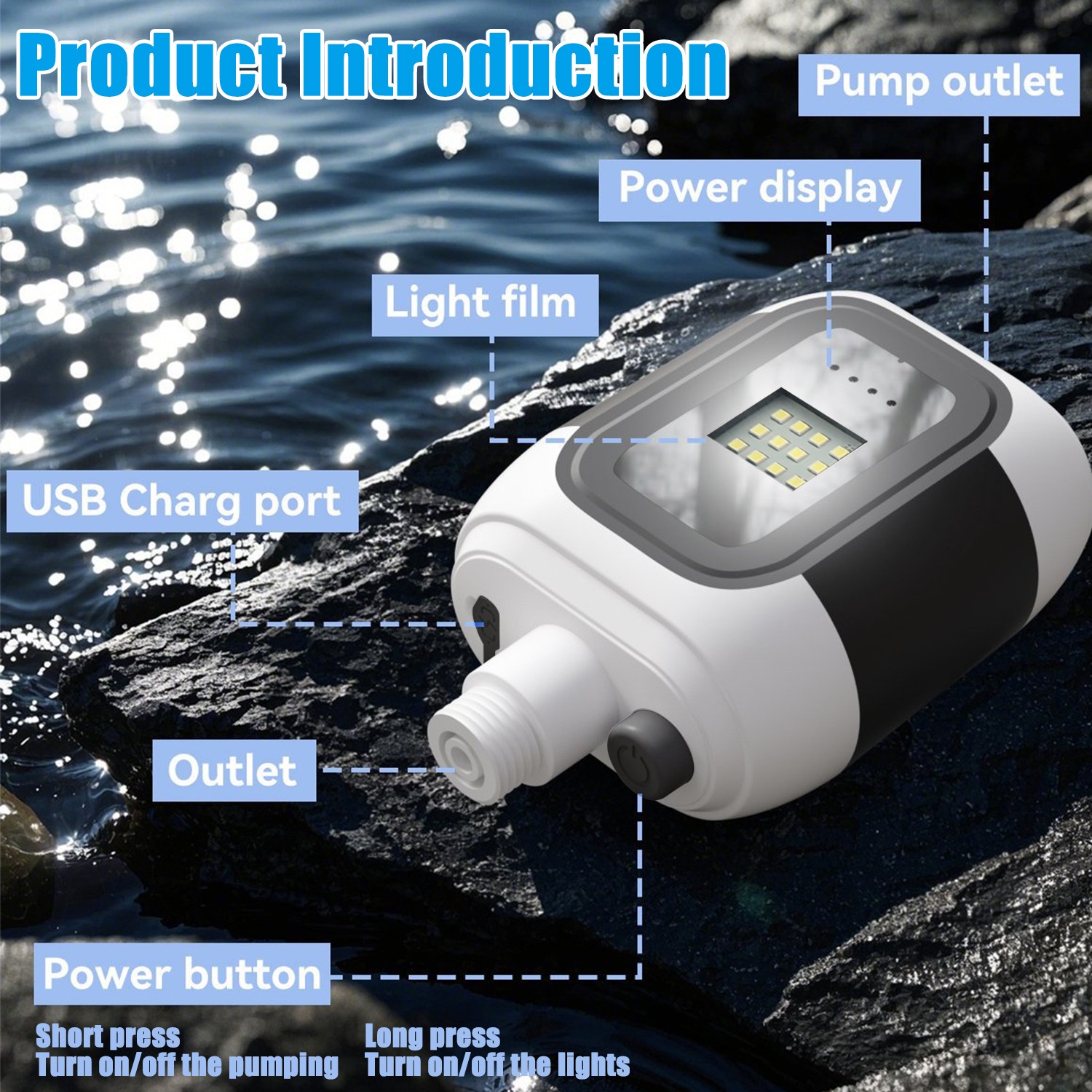 Portable Camping Shower Rechargeable Outdoor Camp Pump for Hiking Travel