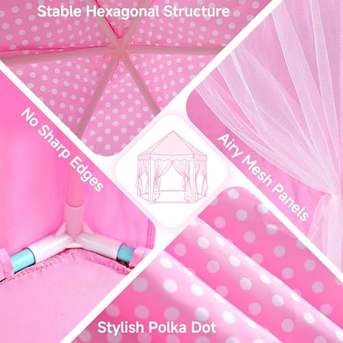 Princess Tent Girls Large Playhouse Kids Castle 02 Pink Tent with Play Mat