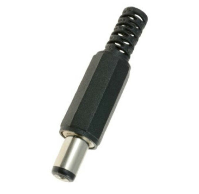 5-Pack 5.5x2.1mm Male Straight Solder DC Power Barrel Tip Plug Connector