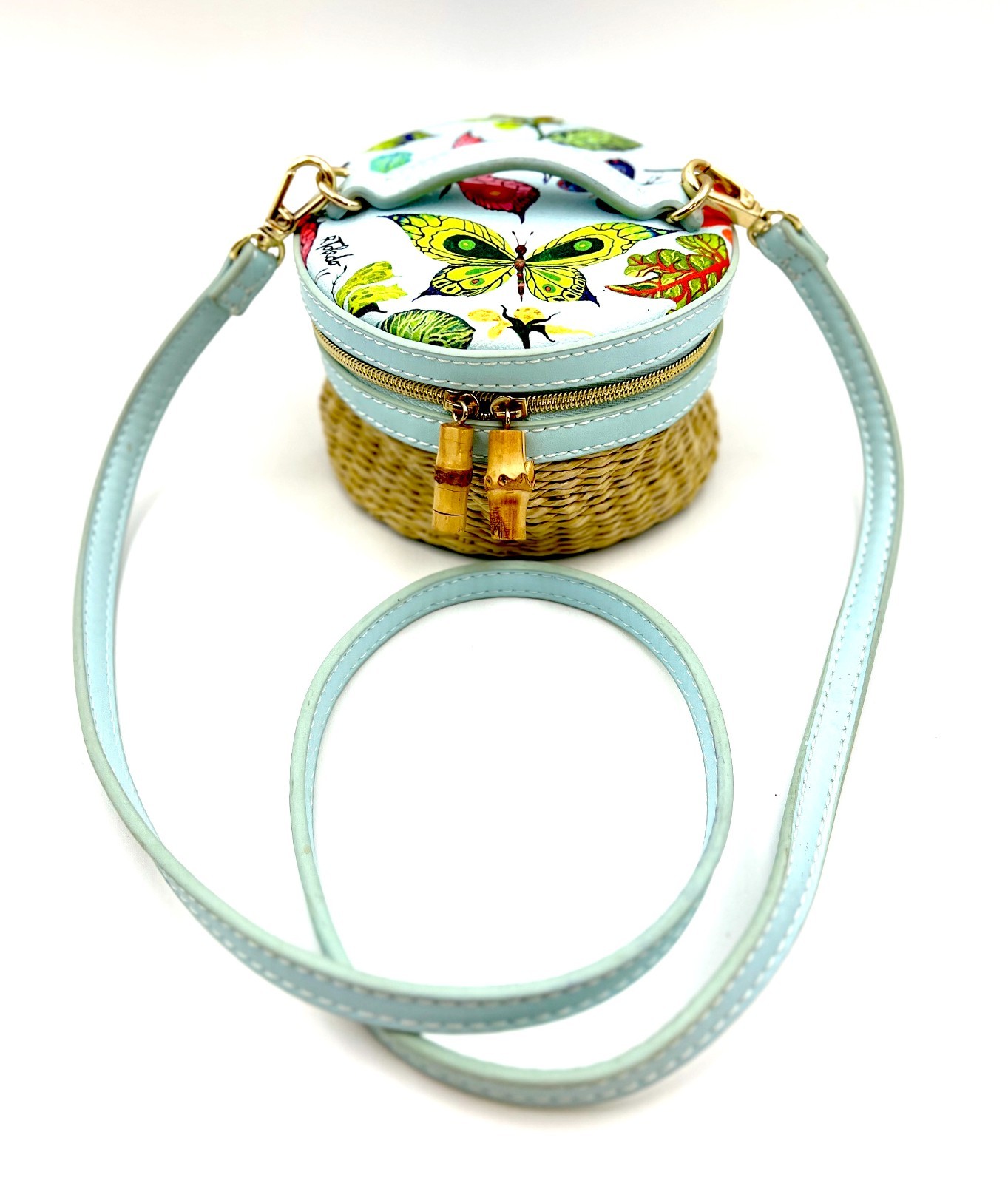 Estee Lauder Straw Pouch Cosmetic  Zipper Makeup Bag Clutch with Strap ~ New