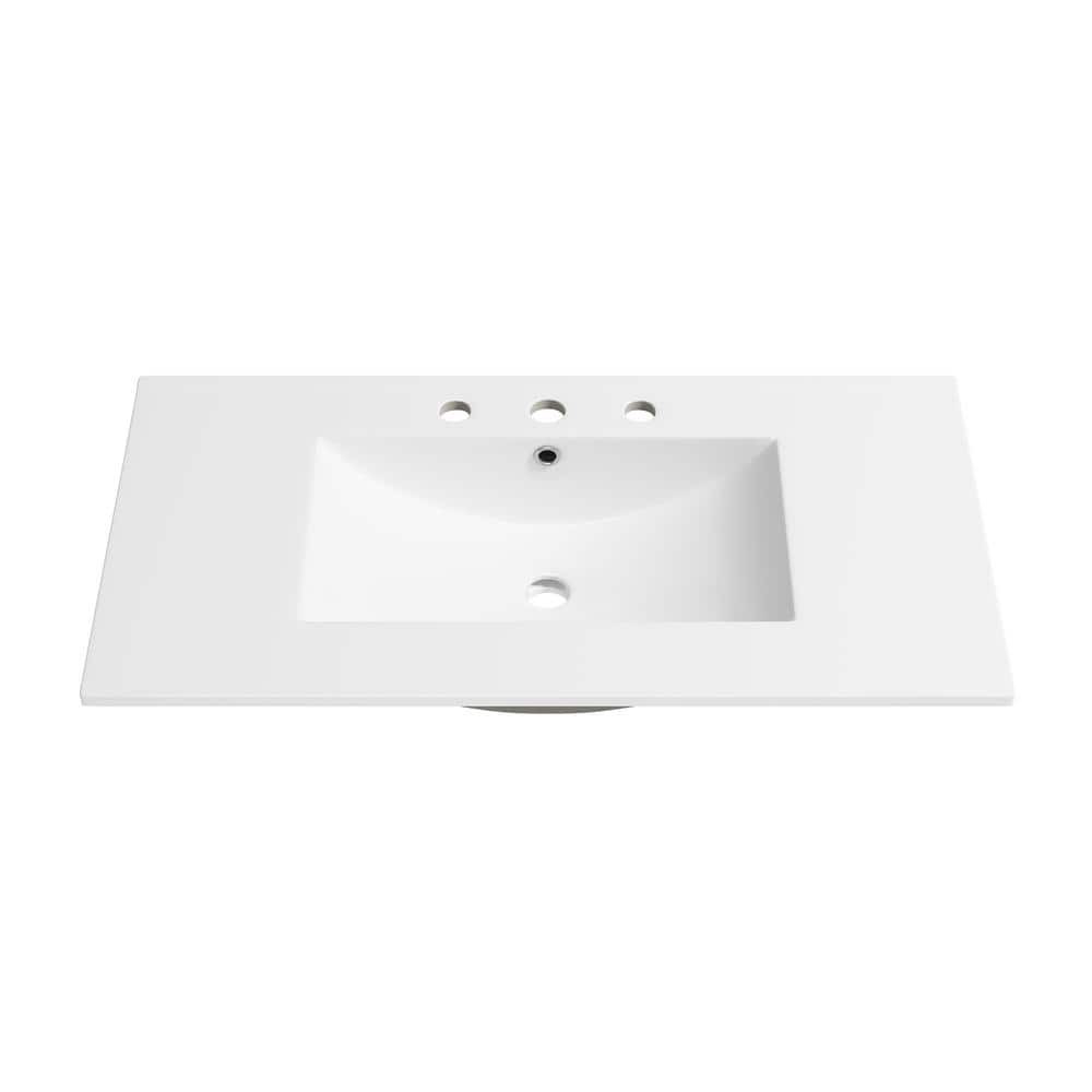 Eridanus Tucson 36"x18" Vitreous China Vanity Top White Single Sink 3-Hole 8"