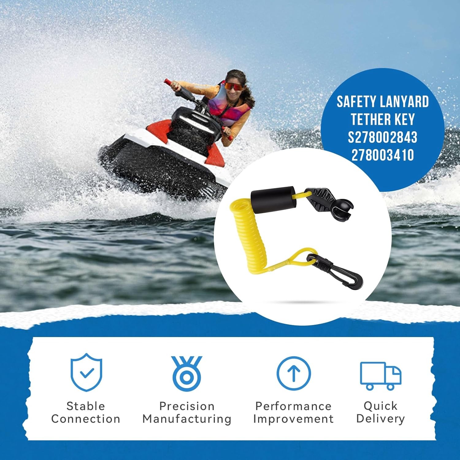 S278002843 278003410 Safety Lanyard Tether Key For 2014-2024 SeaDoo Spark 900