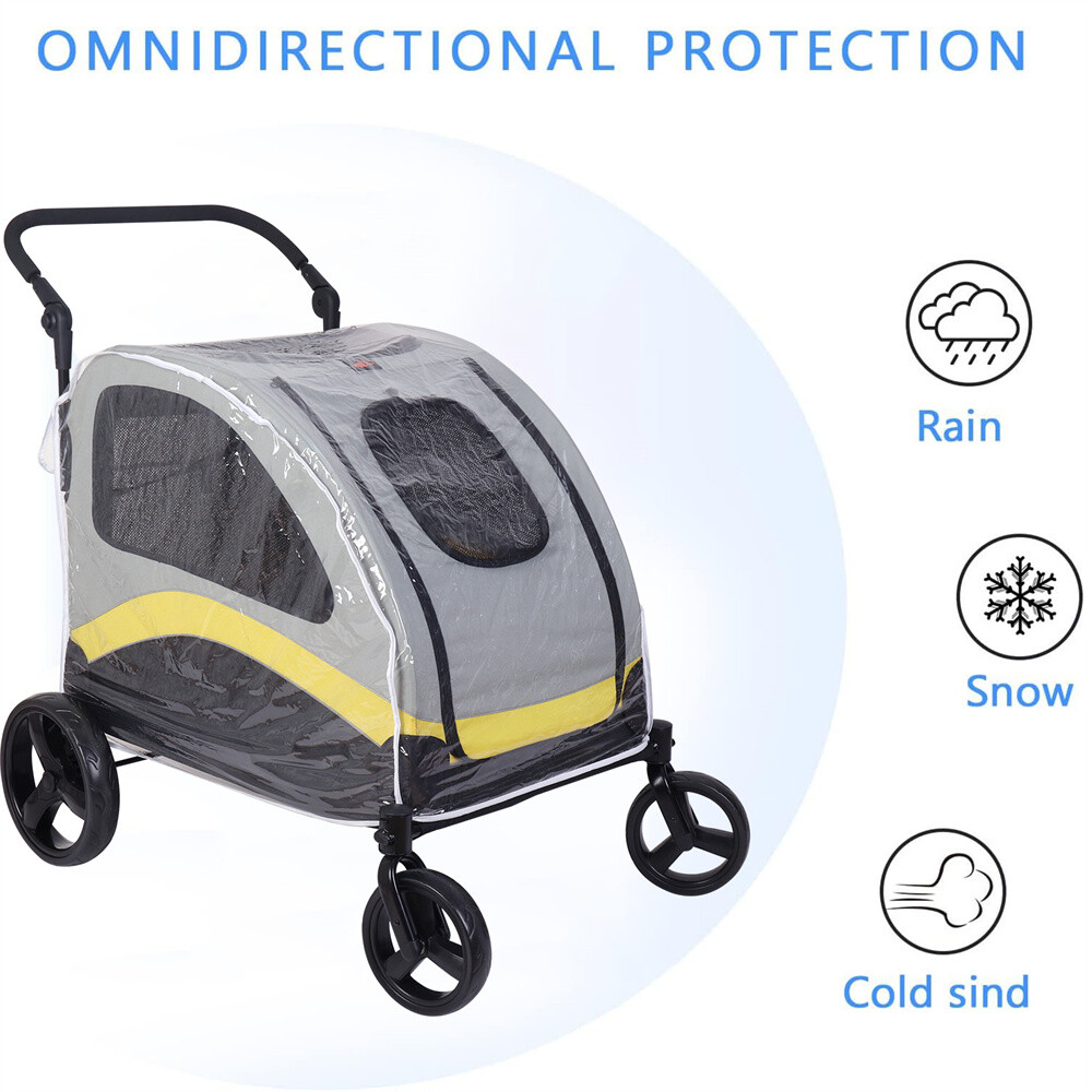 XXL Heavy Duty Dog Stroller Double Door Pet Trolley Carrier Cart Foldable Jogger