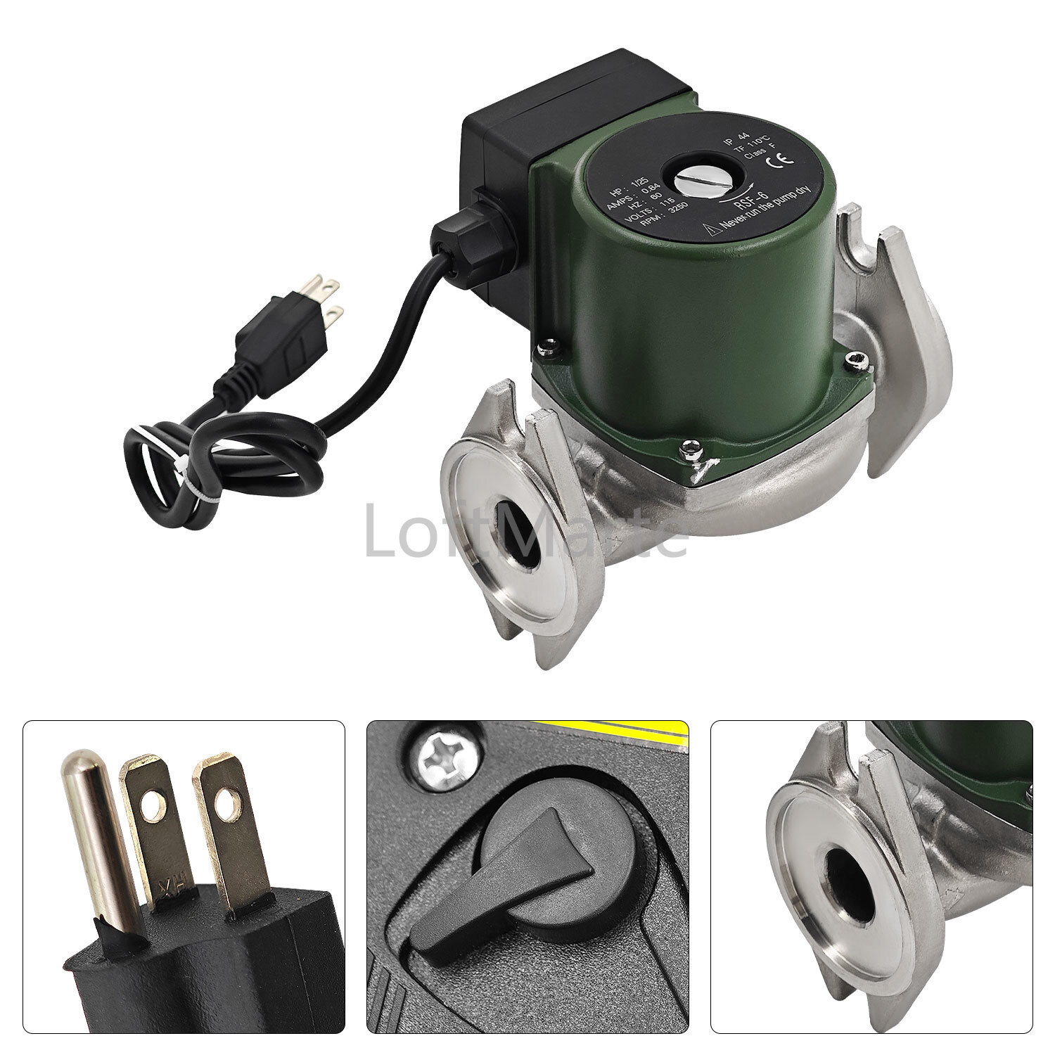 Water Circulator Pump 008-SF6 For Taco 115V 1/25 HP 60HZ 0.84A 125 PSI 3250R