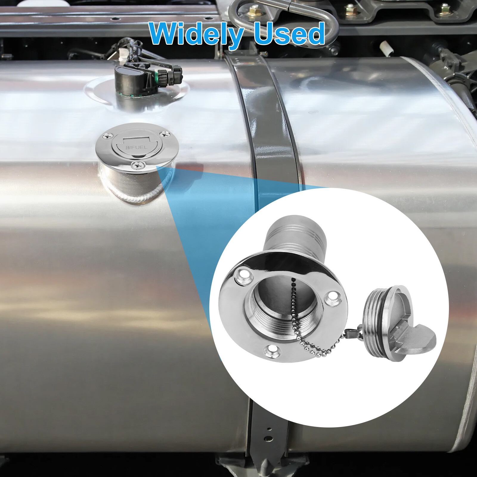 Stainless Steel Boat Fuel Deck Filler with Keyless Cap for Marine 1-1/2" (38mm)