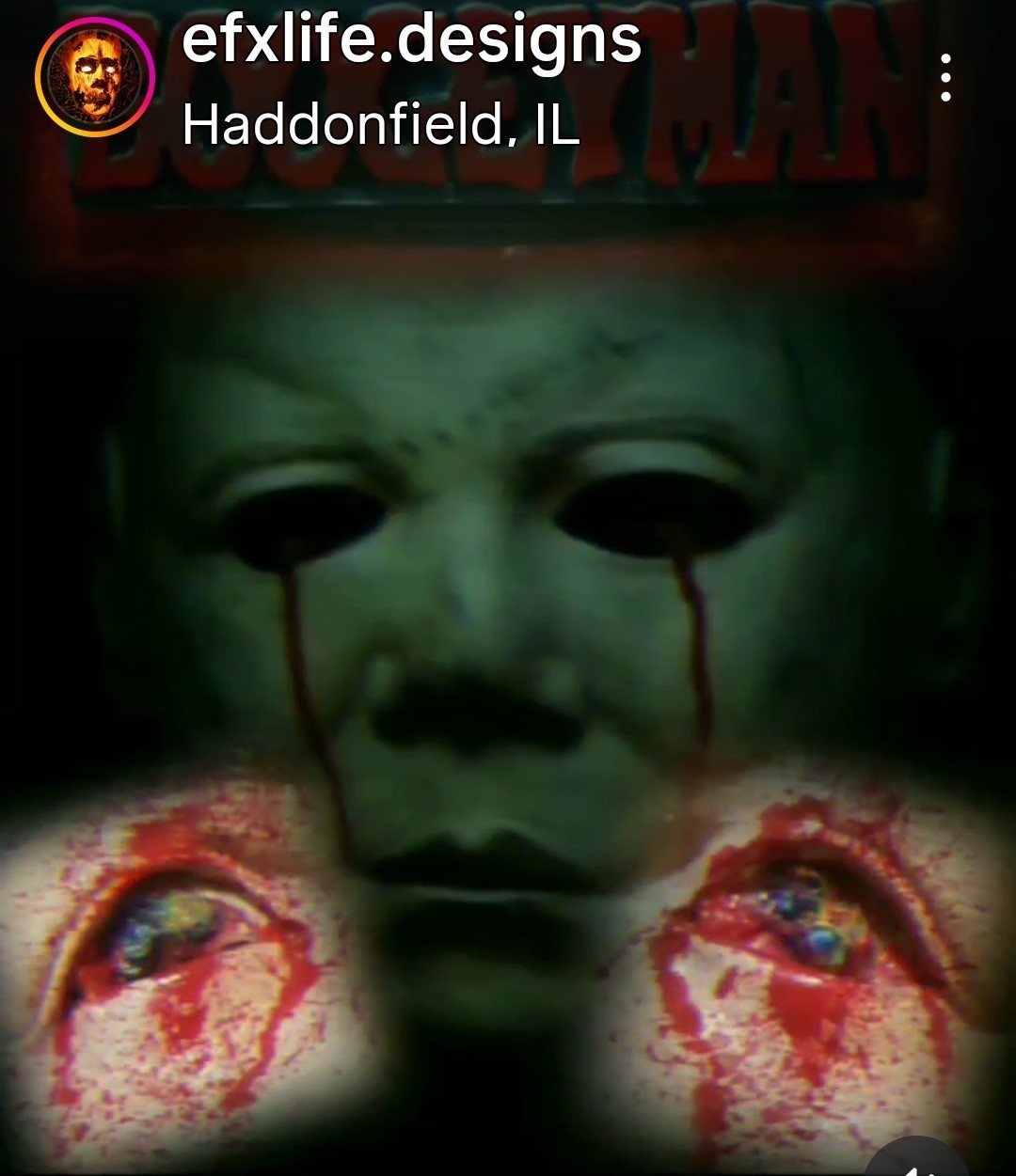 Halloween II, 1981 Michael Myers Warlock H2 MASK INSERT, Damage Blood Tears