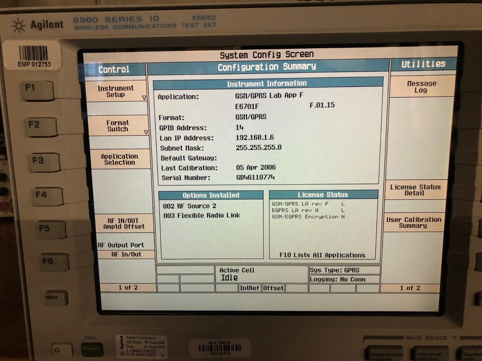 Agilent 8960 Series 10 E5515C Wireless Communications Test Set, Powers up