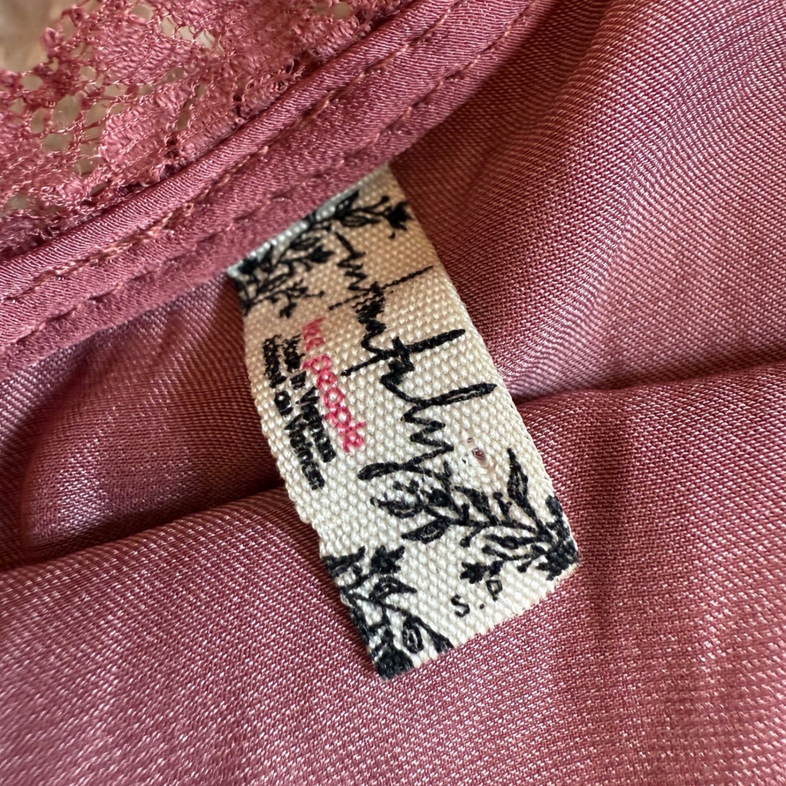 Free People Red Lace Trim Cami Tank Top Women's Size Small