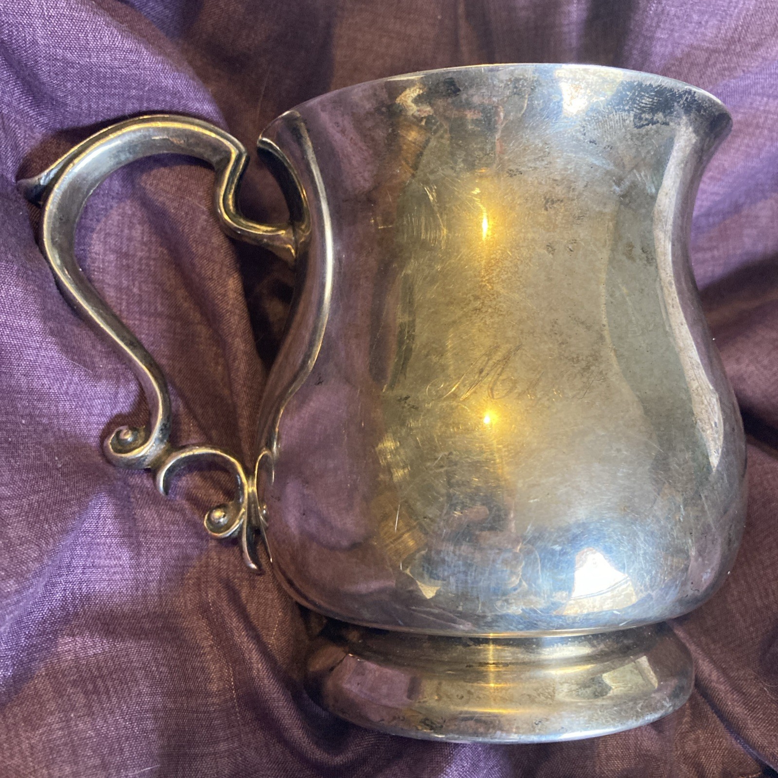 Vintage FB Rogers Sterling Silver Mug Engraved ‘Mick’ 260.59 Grams