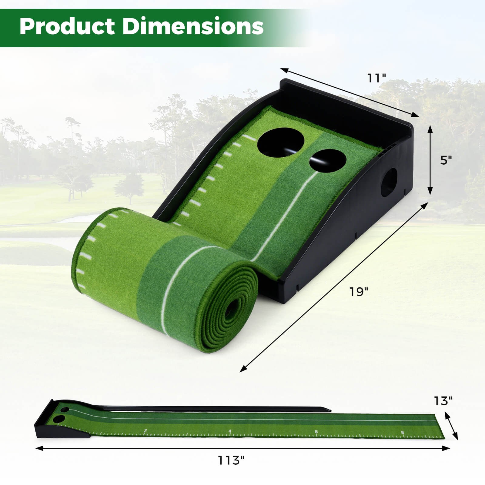 Putting Green Indoor with Auto Ball Return 3Putting Practice Balls Non-Slip Base