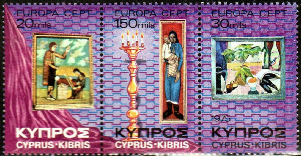 Cyprus #436 - 438  Mint NH Complete 1975 Europa Strip of 3 Stamps Set