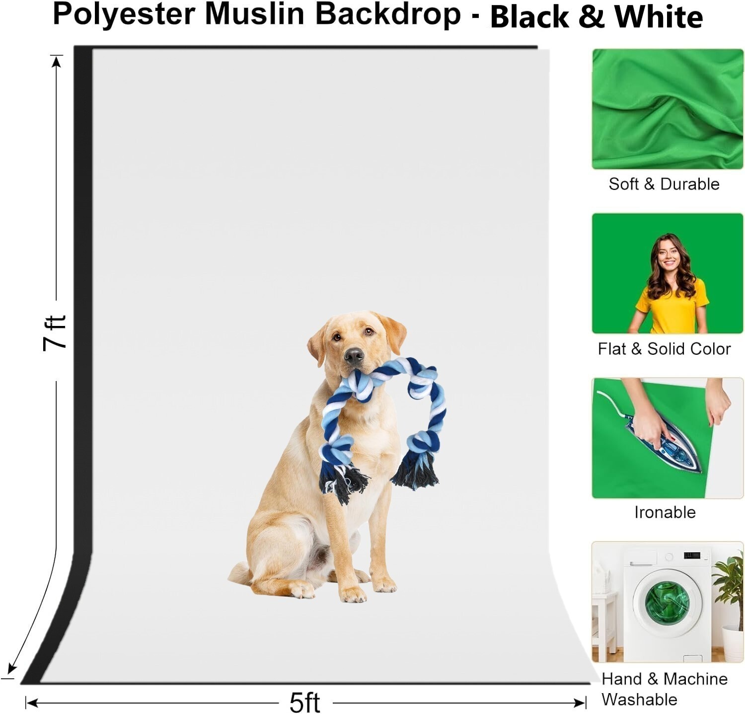 LINCO Photo T-Shape Backdrop Stand Black/White 2 Backdrops Support Kit - AM207