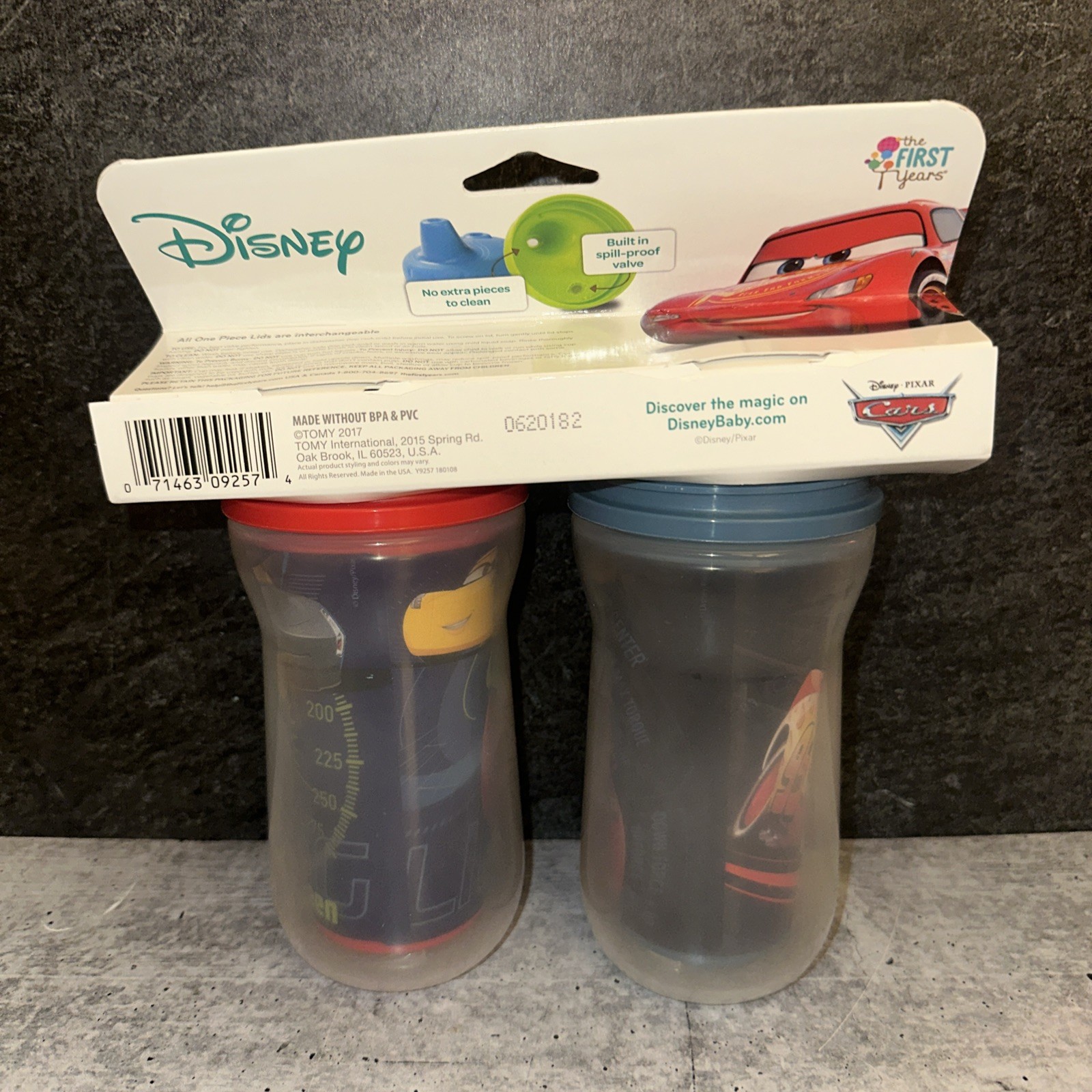 2 The First Years Tomy Cars Disney Pixar Insulated Sippy Cup lightning McQueen