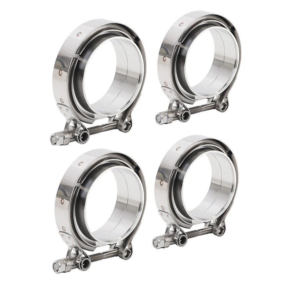 LokoCar 2.5 Inch V Band Clamp With Flange Male Female Stainless Steel 4Pcs