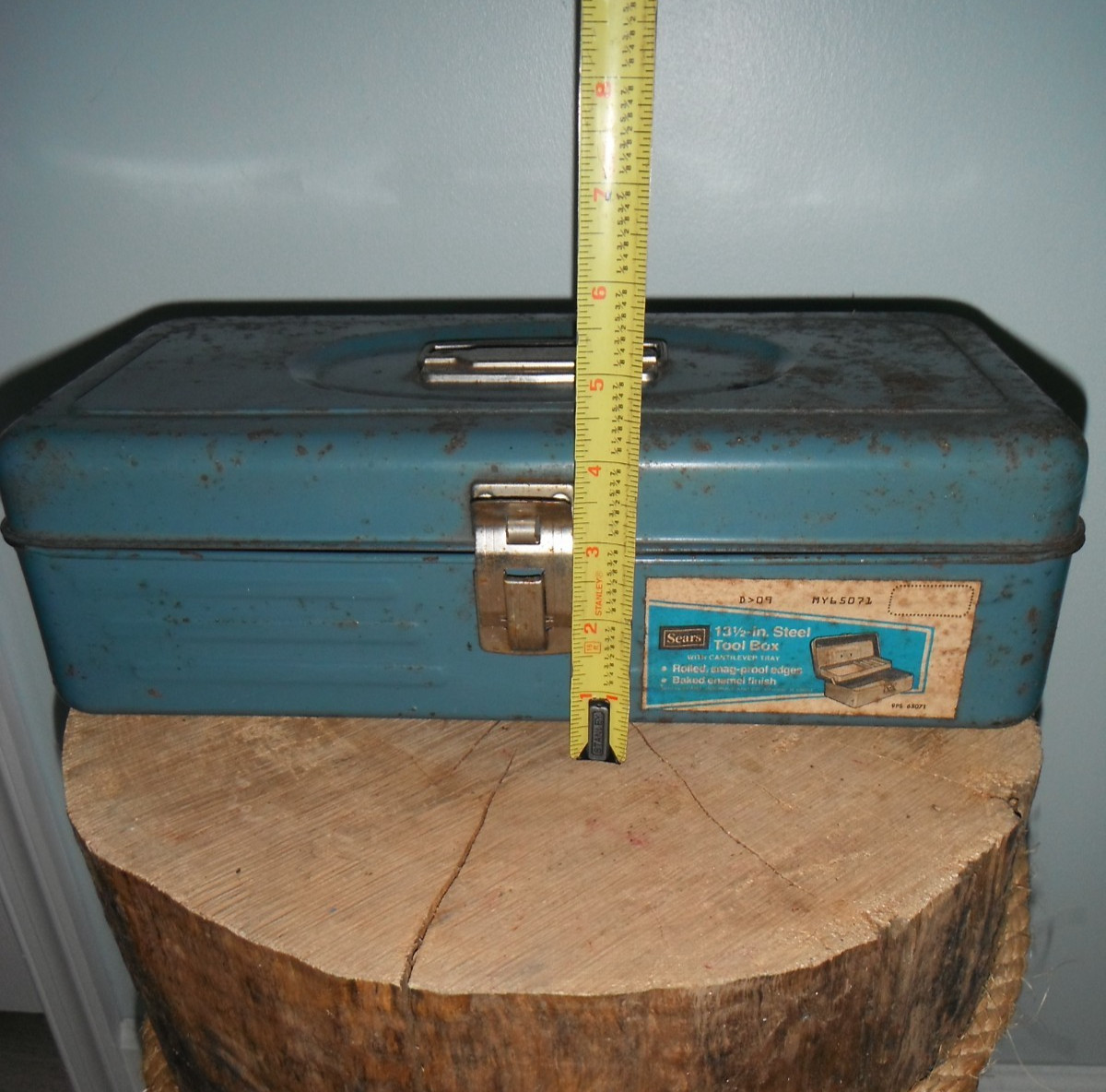 Vintage Sears & Roebuck Co. Craftsman 13.5" Steel Toolbox Single Tray- Teal blue