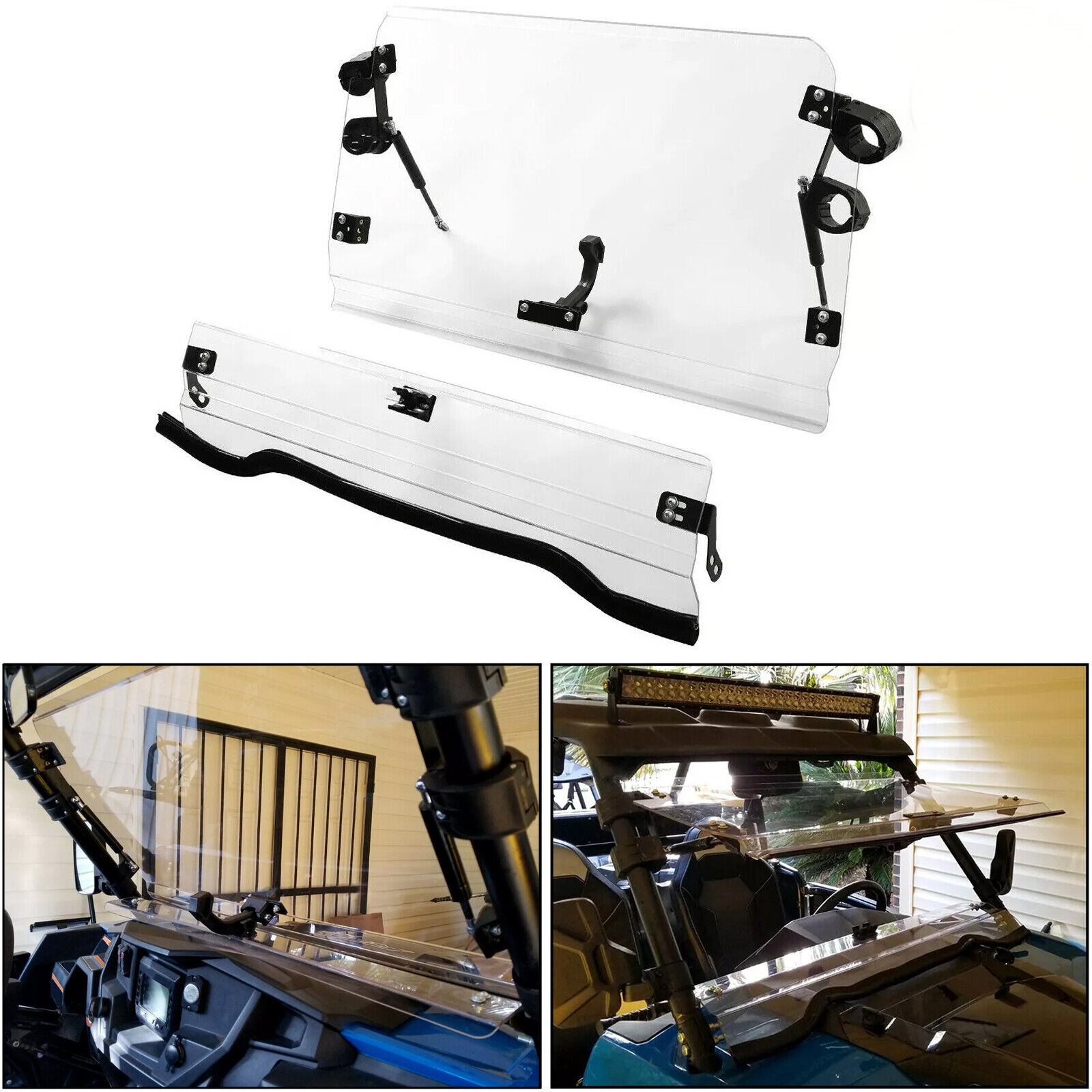 2-IN-1 Full Flip Up Split Windshield For 2014-18 Polaris RZR XP 1000 /S4 RZR 900