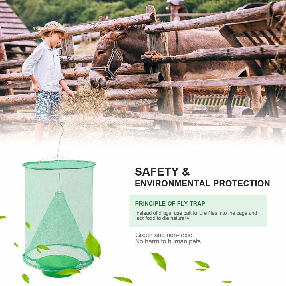 200X Ranch Fly Trap Reusable Hanging Fly Traps Outdoor Flay Catcher Cage Net Lot