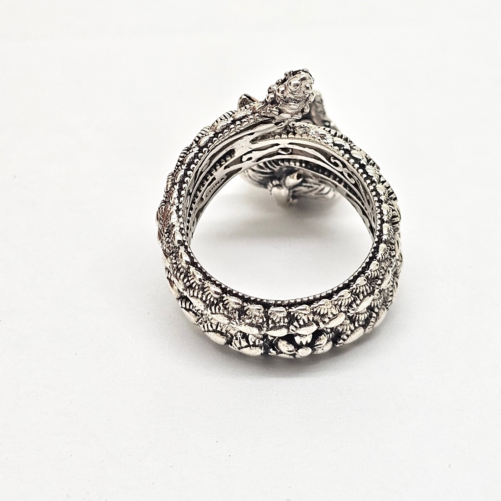 BARBARA BIXBY STERLING SILVER 18K MULTI-STONE KING COBRA SNAKE RING,9,BOX/POUCH