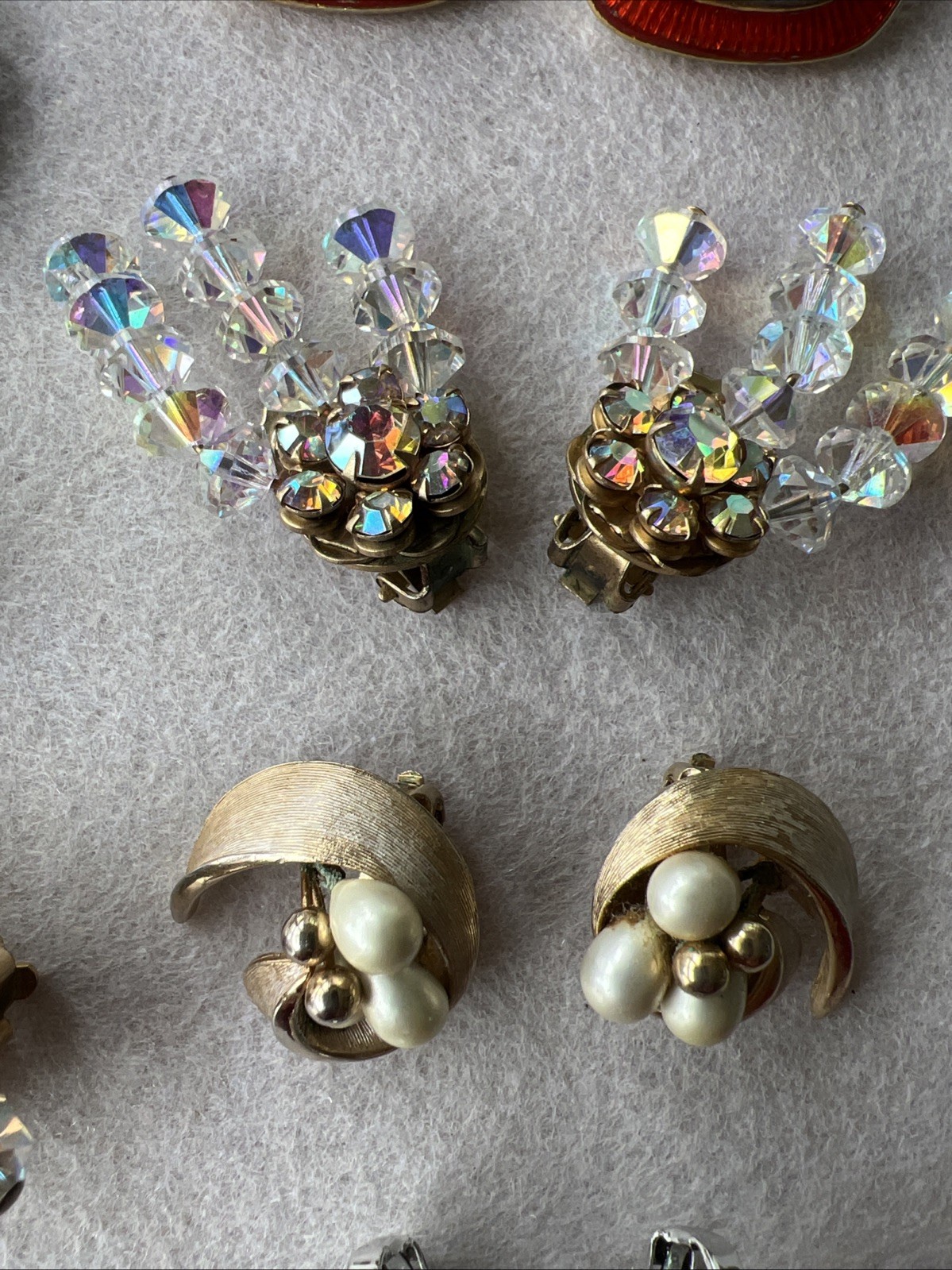 Vintage HIGH END COSTUME EARRING LOT - 13 Pair - Boucher, Trifari, Juliana +++!