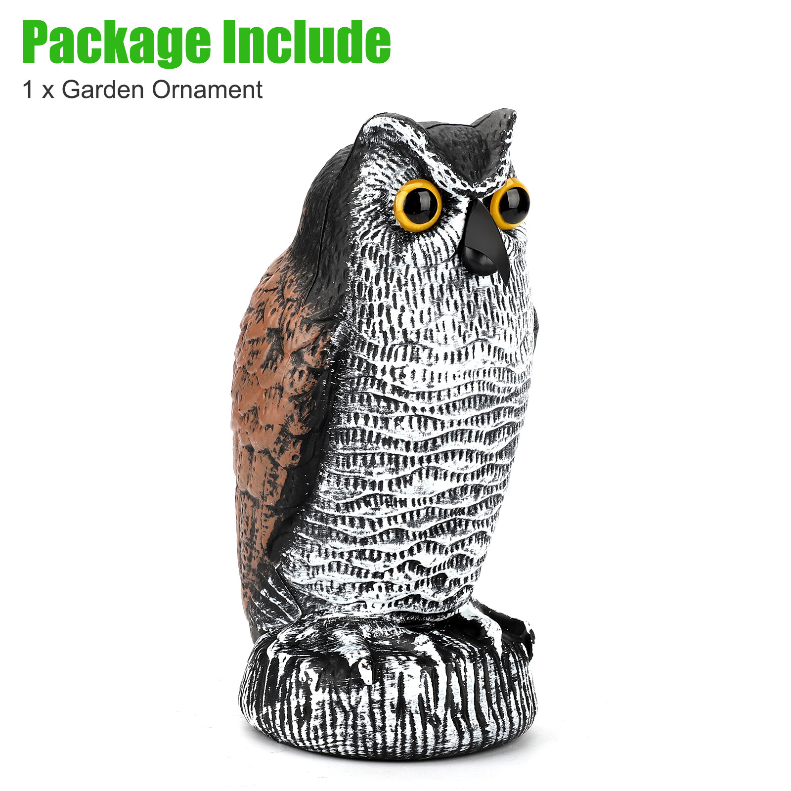 Vivid Owl Decoy Statue Protect Garden Yard Pest Repellent Bird Scarecrow Outdoor