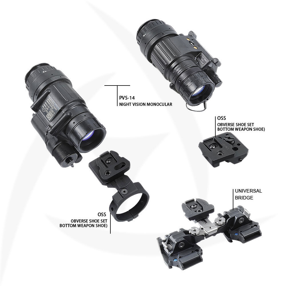 RQE KVC Universal Dual Bridges NVG Mount W/NVG Mount OSS OBVERSE SHOE SET PVS-14