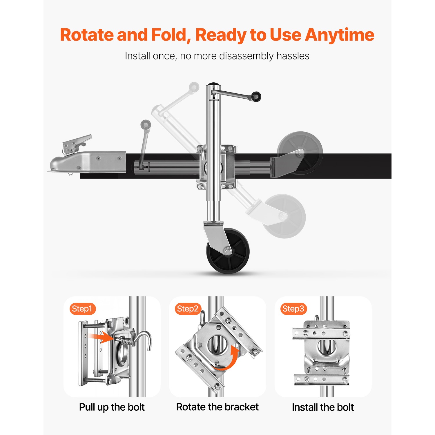 Boat Trailer Jack Marine Heavy Duty Swivel Mount Tongue Jack 1000 lbs Load
