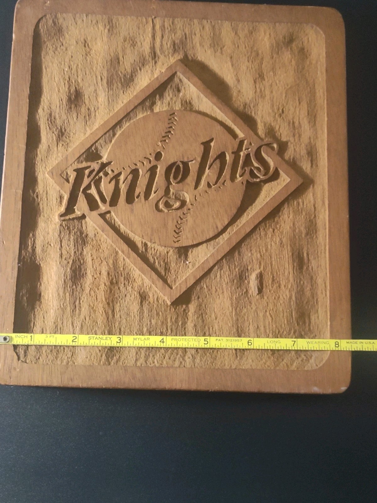 Vtg Charlotte Knights Wooden Plaque Baseball Logo From Roman Gabriel Estate