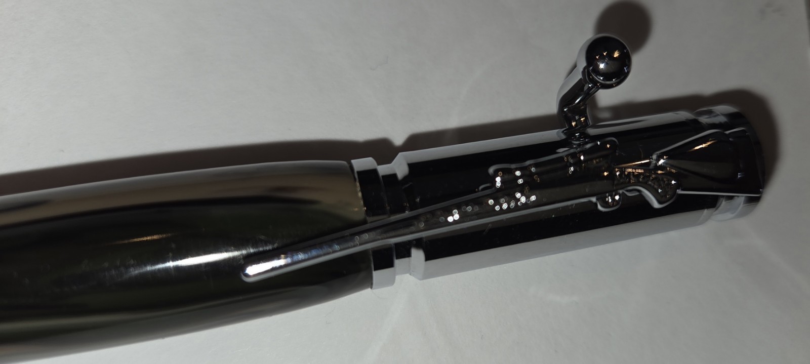 Handmade Bullet Style Bolt Action Pen Rifle Shaped Pocket Clip Black Ink Works