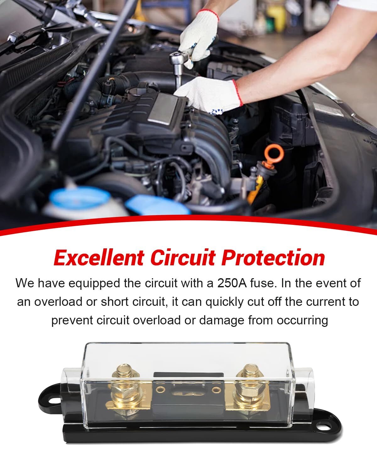 Remote Battery Disconnect Switch 12v, 250A, with 250A Fuse/Long Negative Wire