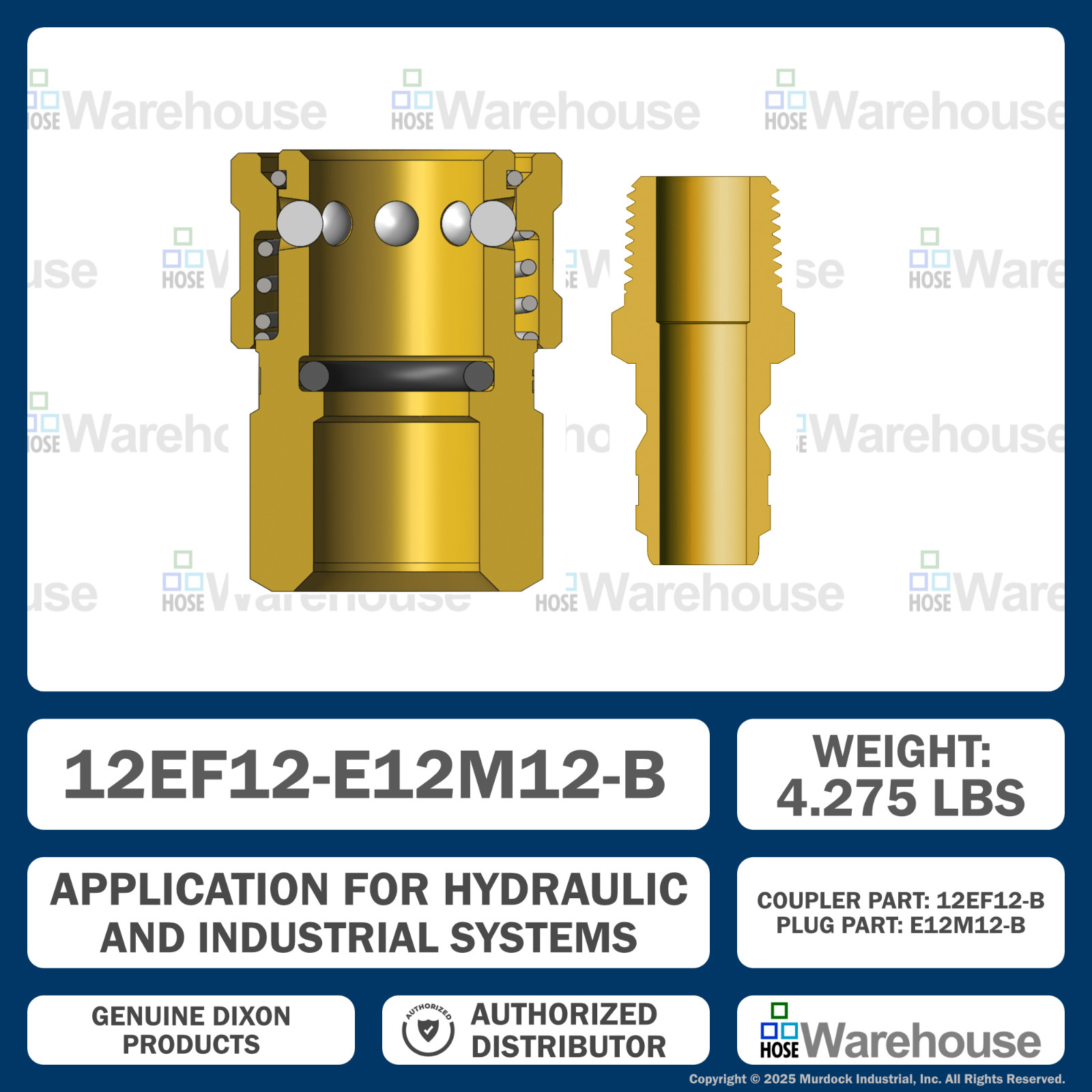 Genuine Dixon E-Series 1-1/2" Quick Disconnect – 12EF12-B, E12M12-B - 1400 PSI