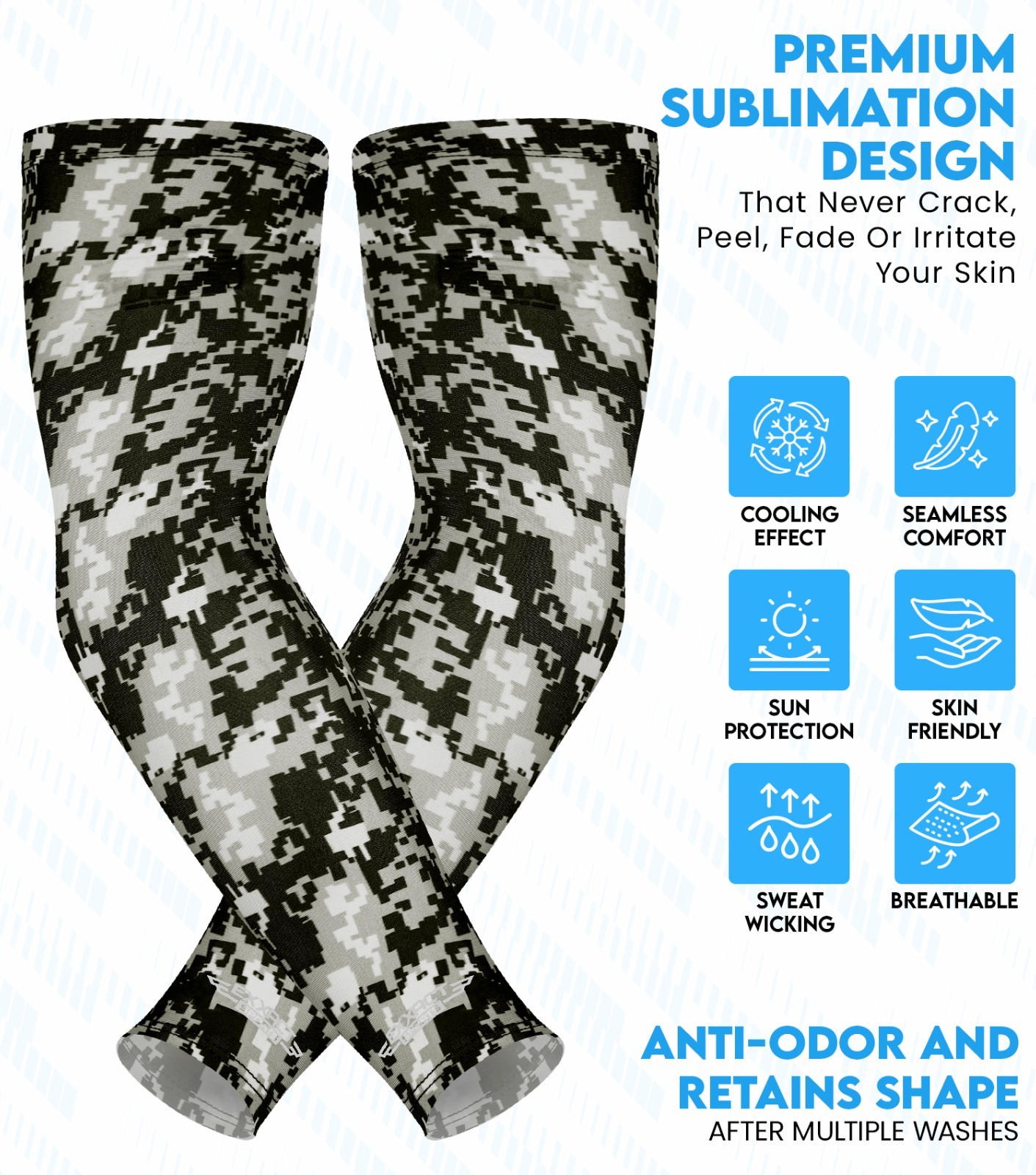 Exxact Sports Compression Arm Sleeves – 2 Pairs for Basketball, Football, Riding