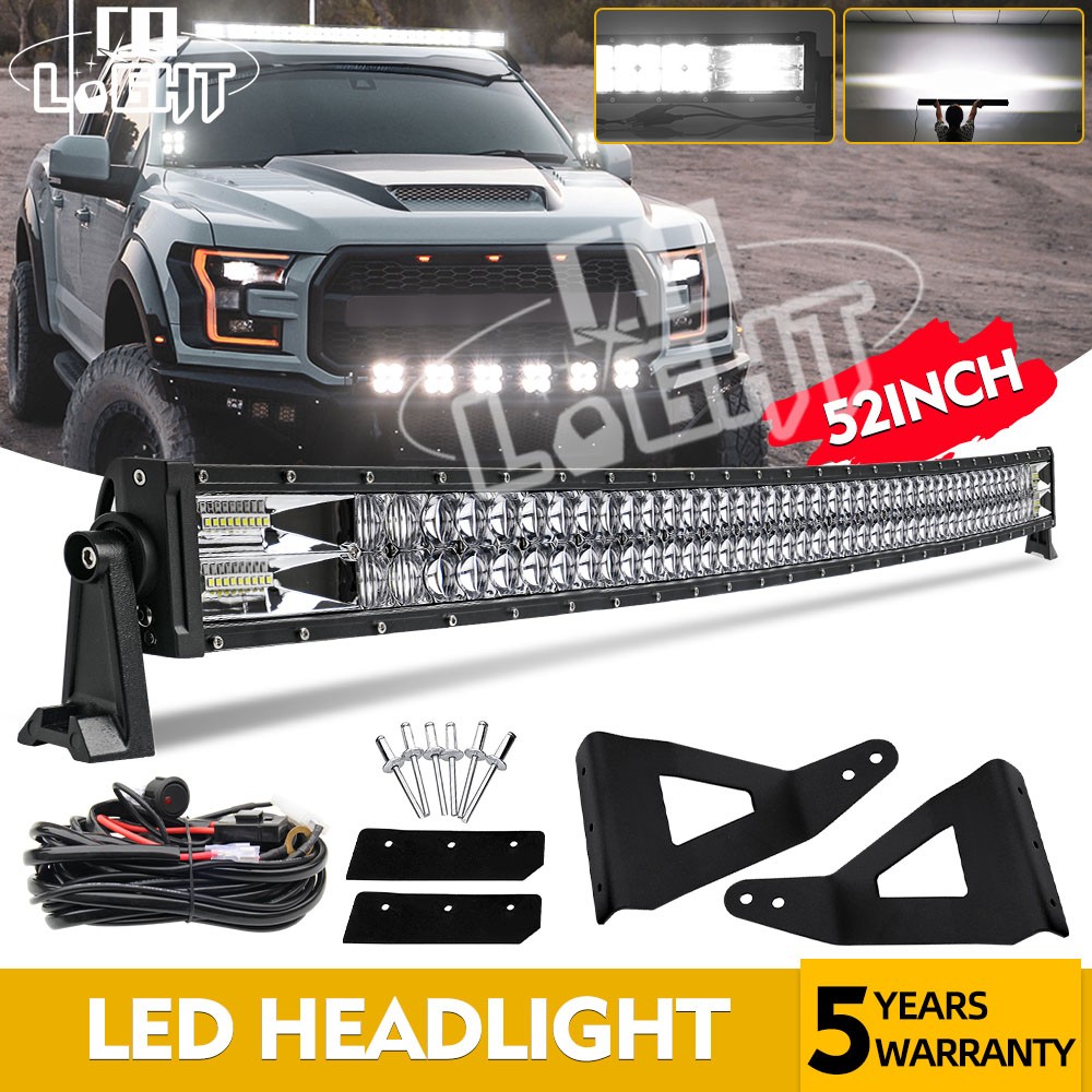 For Ford F150 SVT Raptor 52" Curved LED Light Bar Windshield Roof Bracket Kit