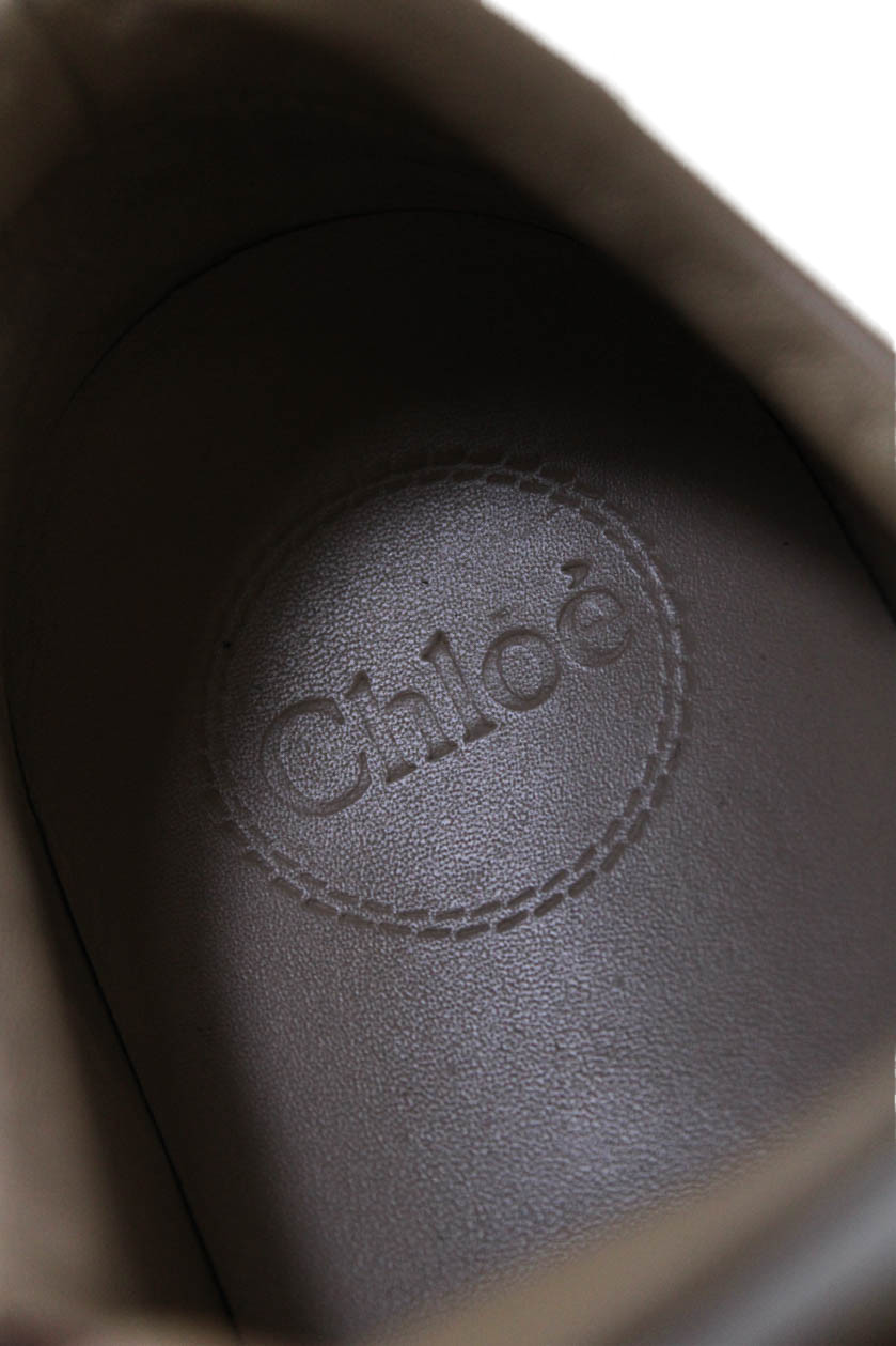 Chloe Womens Leather Low Top Athletic Sneakers Shoes White Size 8