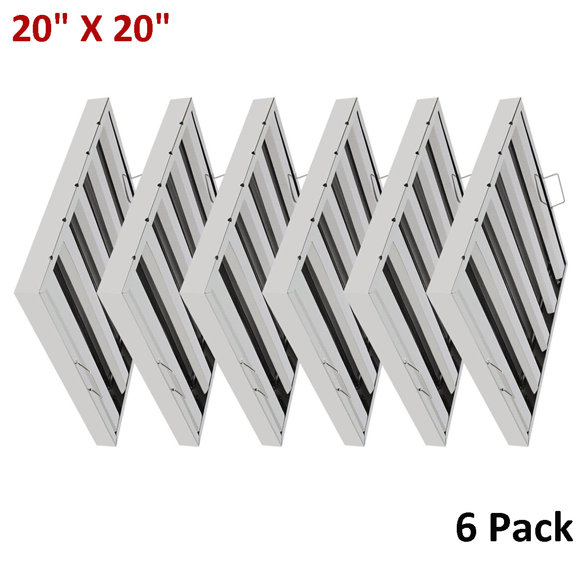 20"X20" Commercial Hood Filters 6 Pack Stainless Steel Hood Grease Filter Baffle